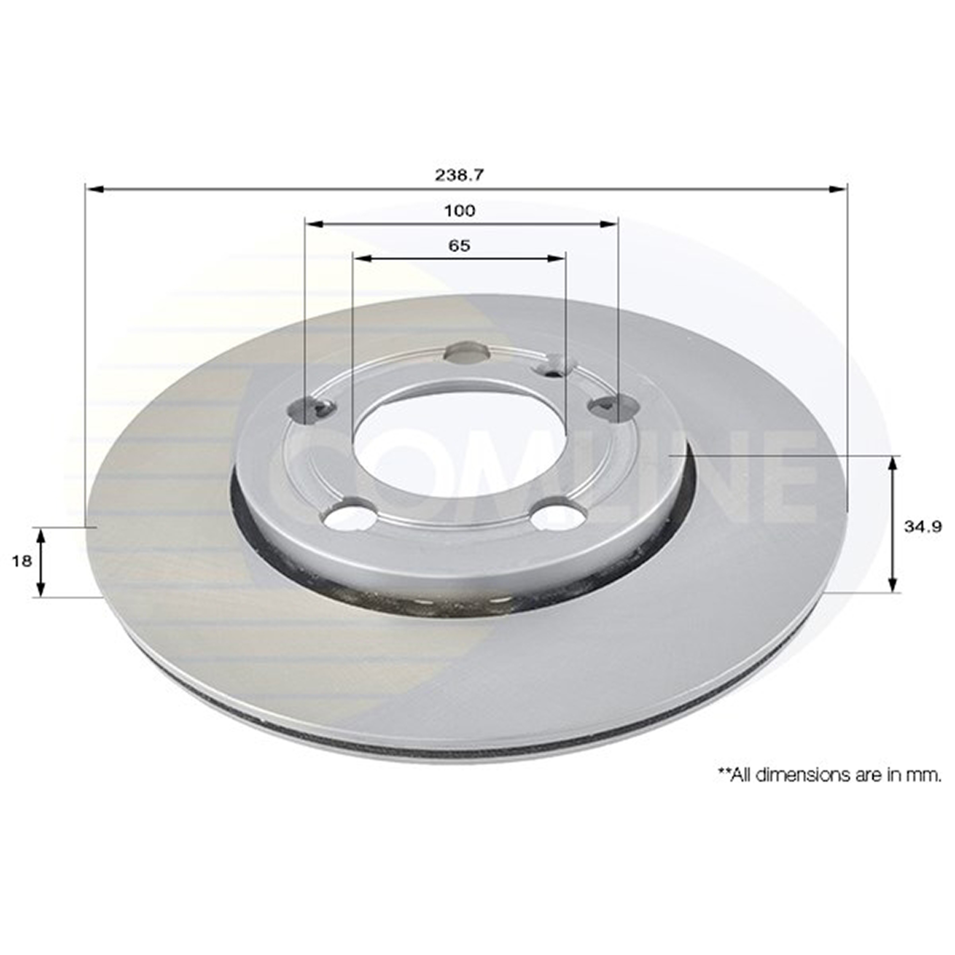 ADC1461V Comline - Диск гальмівний вентильований з покриттям1