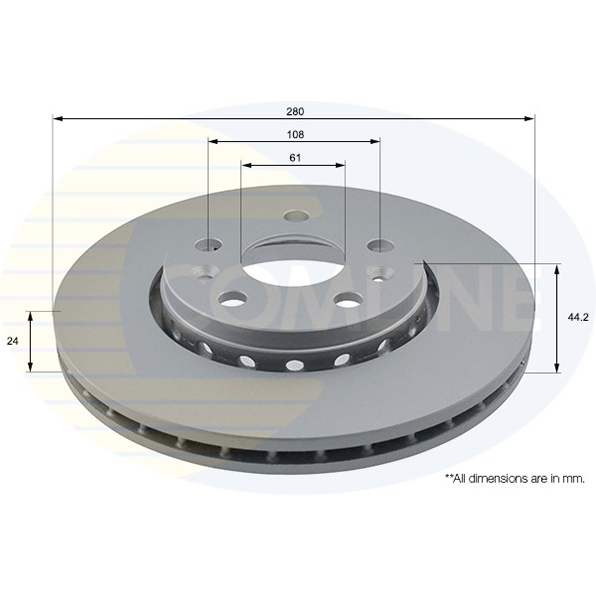 ADC1593V Comline - Диск гальмівний вентильований з покриттям1