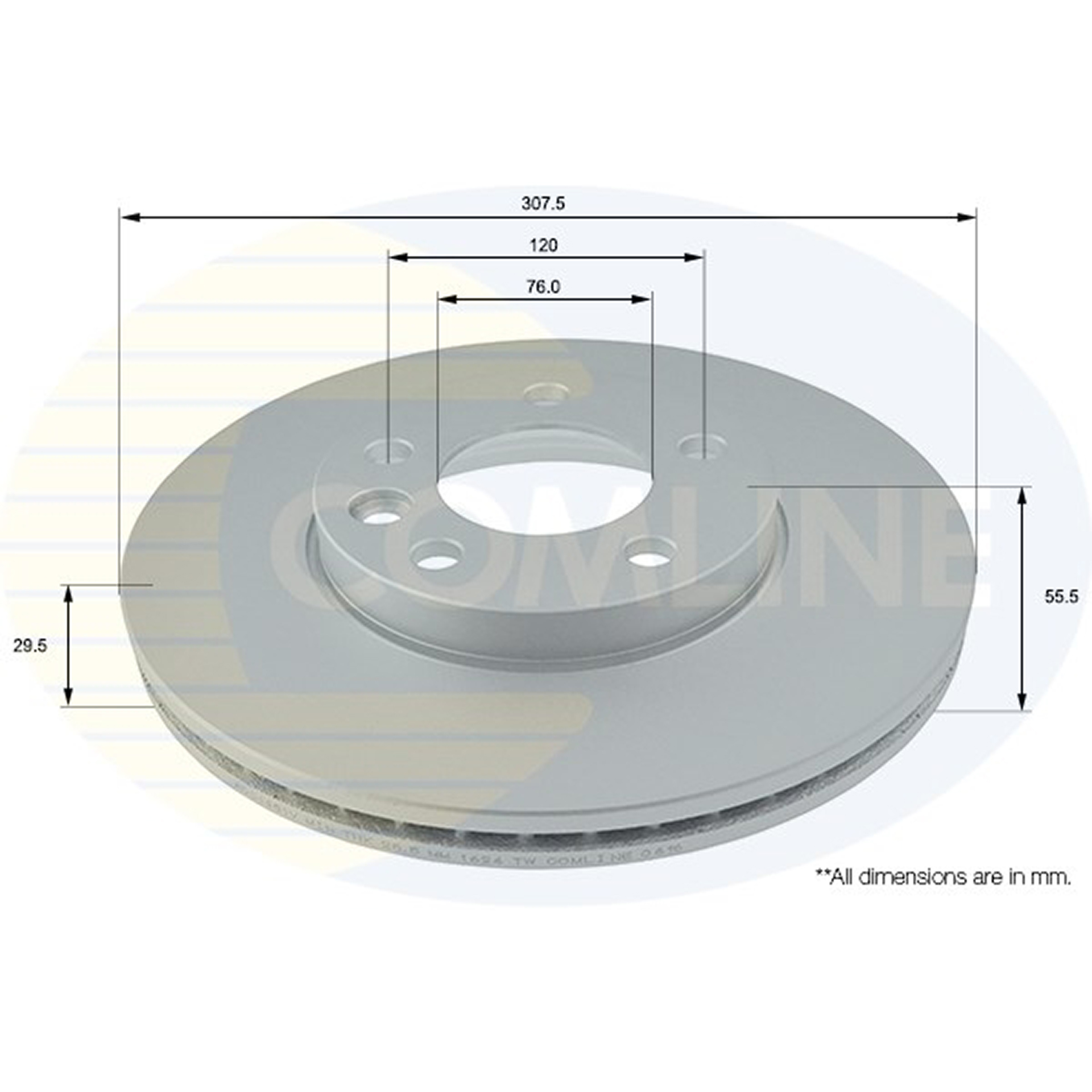 ADC1451V Comline - Диск гальмівний вентильований з покриттям1