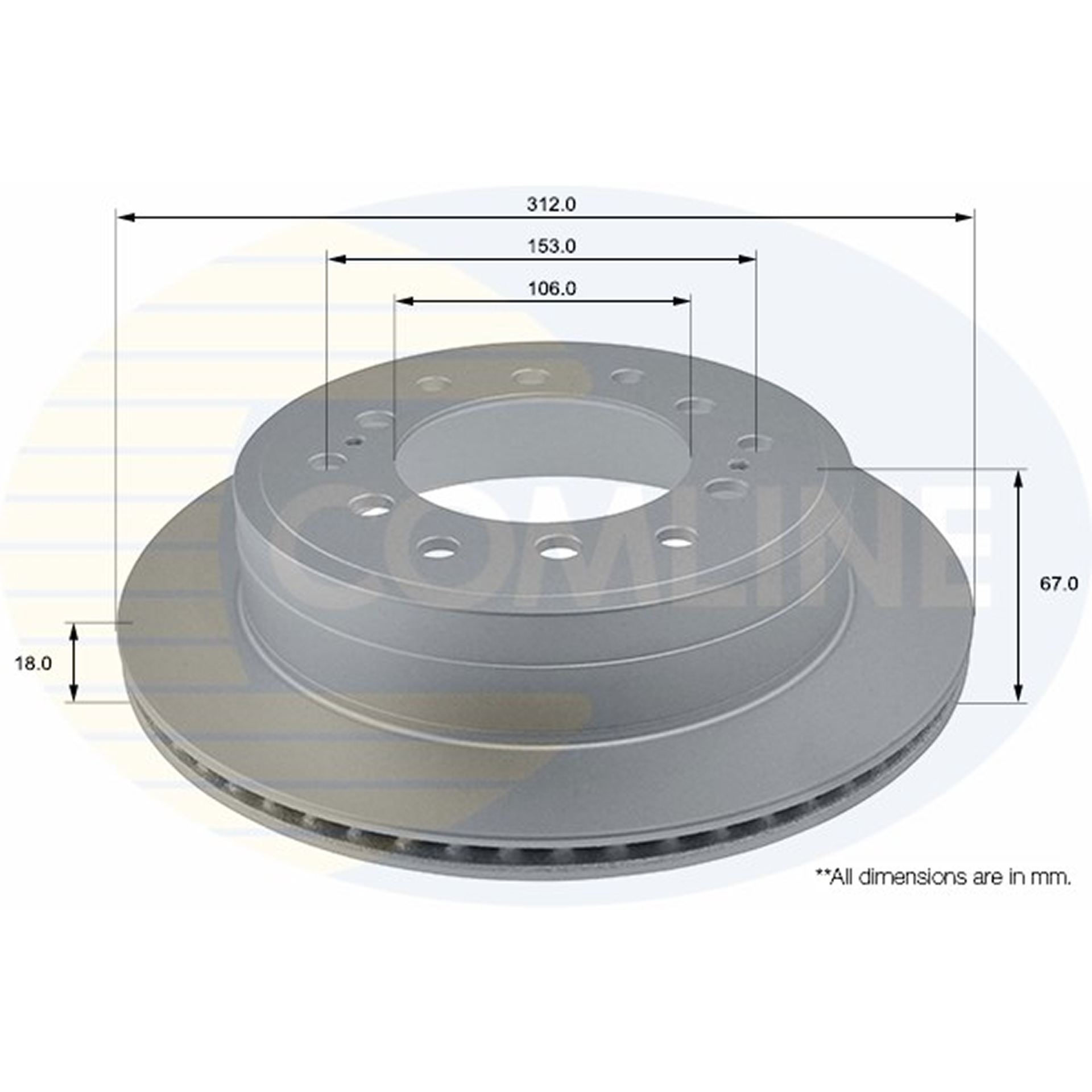 ADC0185V Comline - Диск гальмівний вентильований з покриттям1