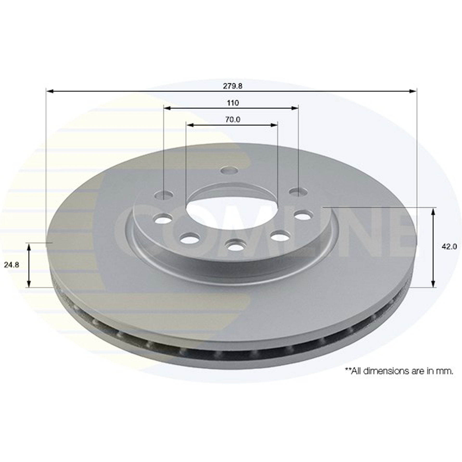 ADC1113V Comline - Диск гальмівний вентильований з покриттям1