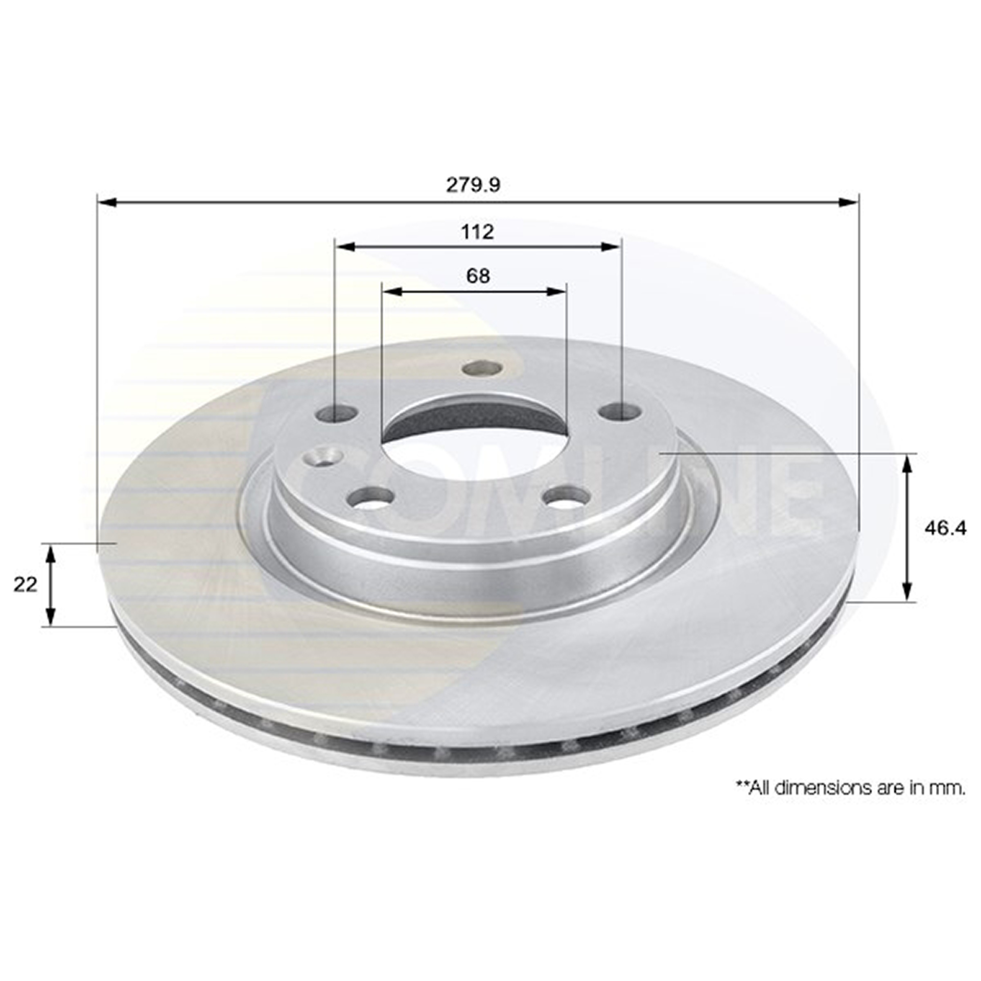 ADC1412V Comline - Диск гальмівний вентильований з покриттям1