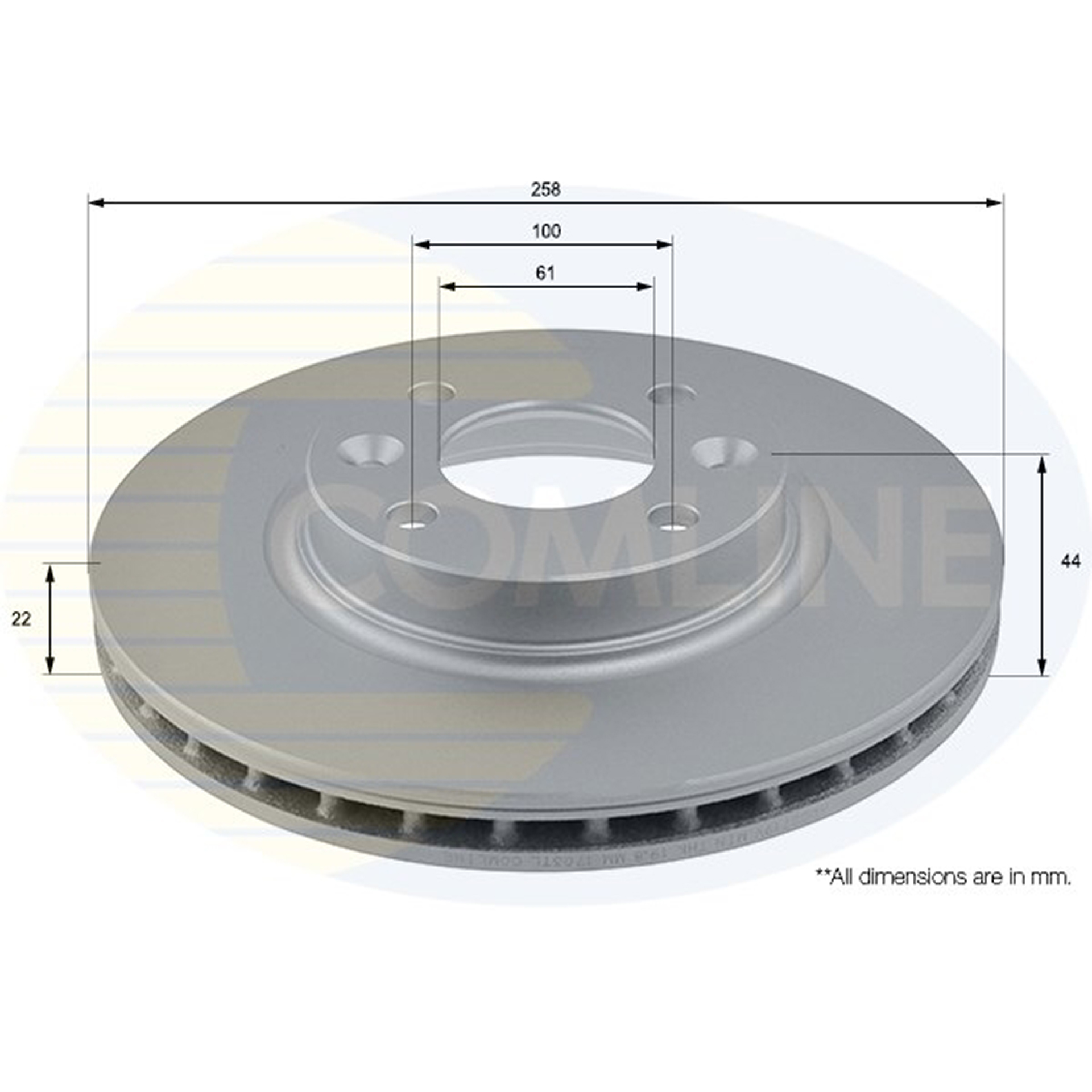 ADC2719V Comline - Диск гальмівний вентильований з покриттям1