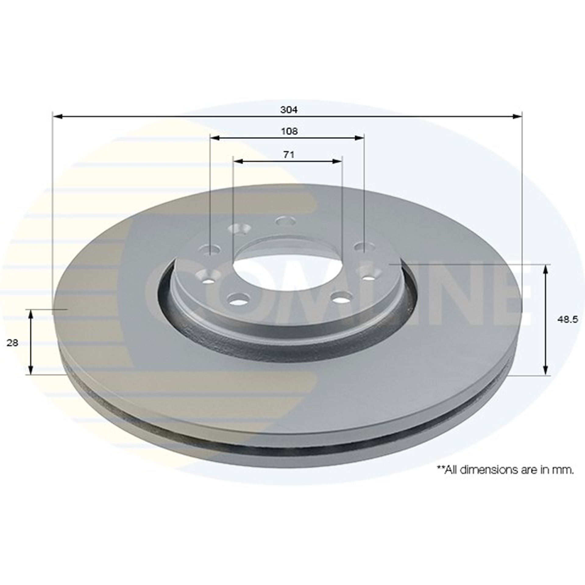 ADC1579V Comline - Диск гальмівний вентильований з покриттям1