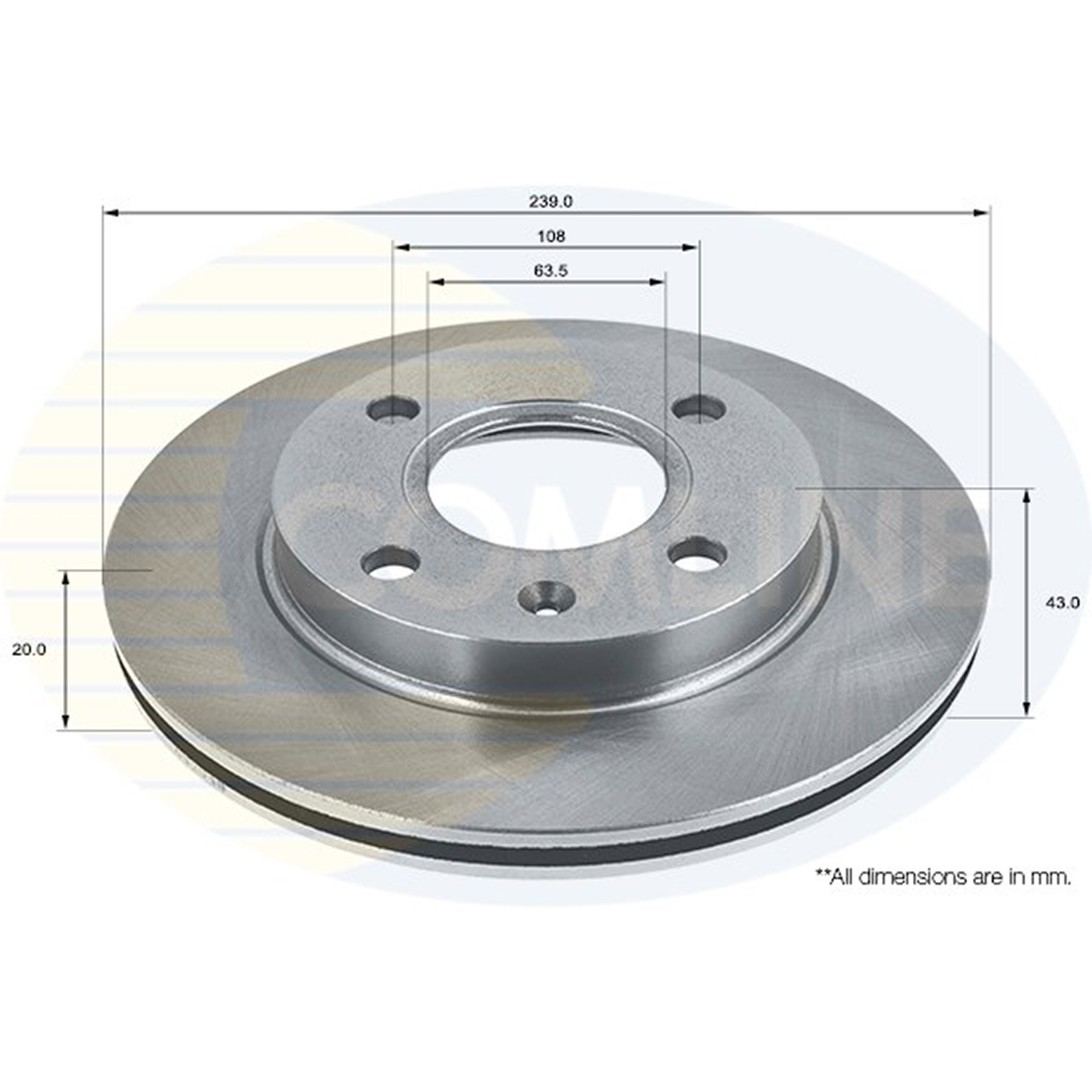 ADC0440V Comline - Диск гальмівний вентильований з покриттям1
