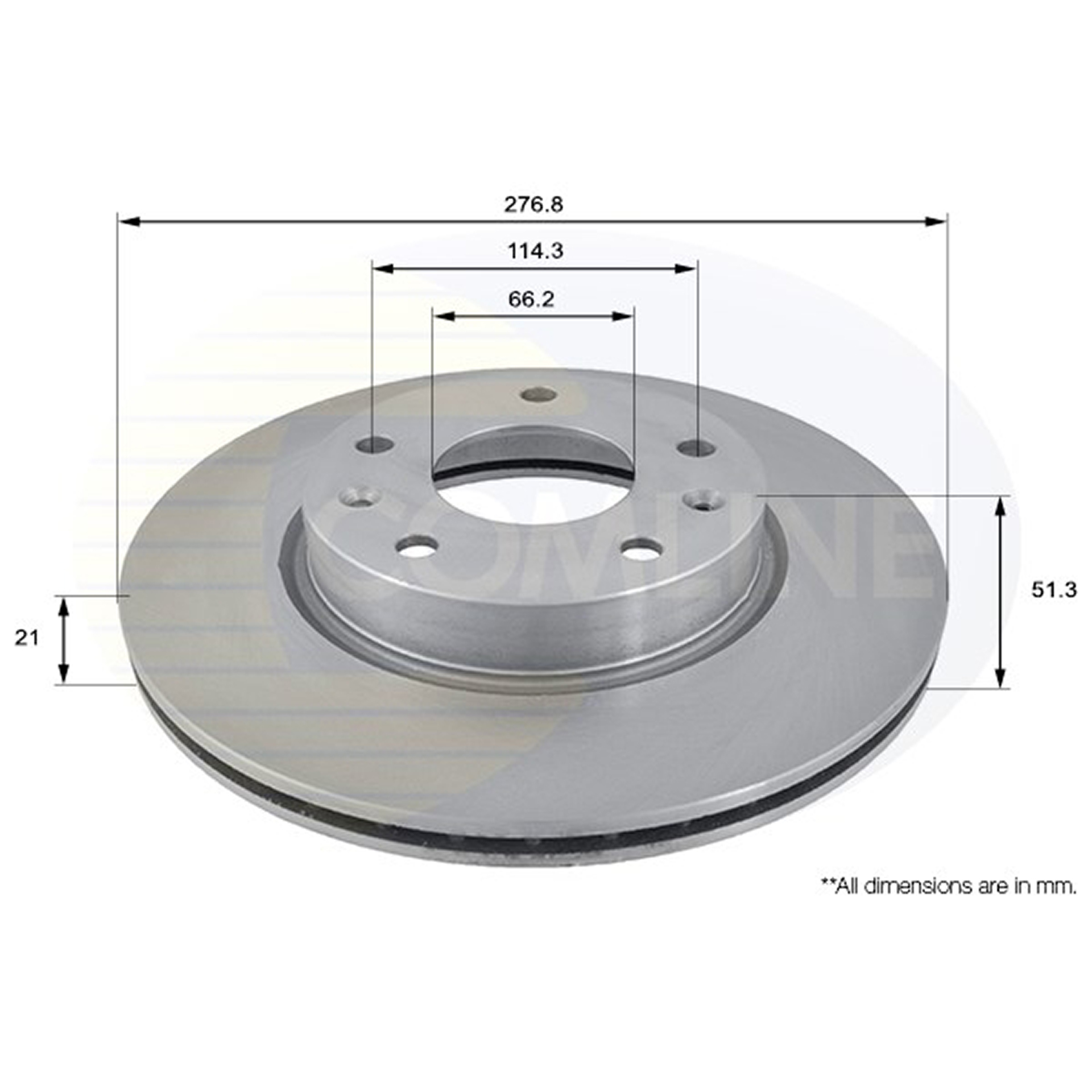 ADC1309V Comline - Диск гальмівний вентильований з покриттям1