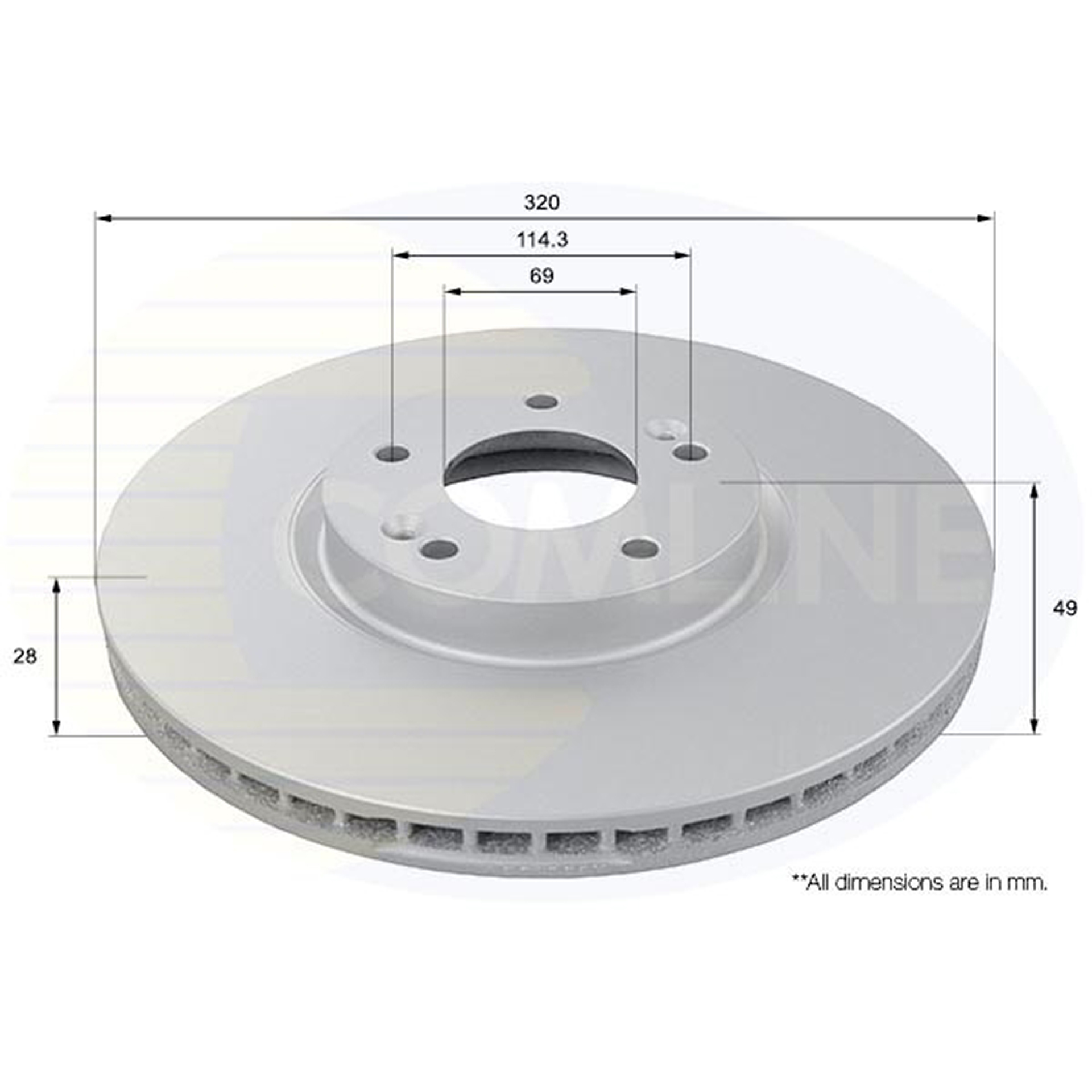 ADC1096V Comline - Диск гальмівний вентильований з покриттям1