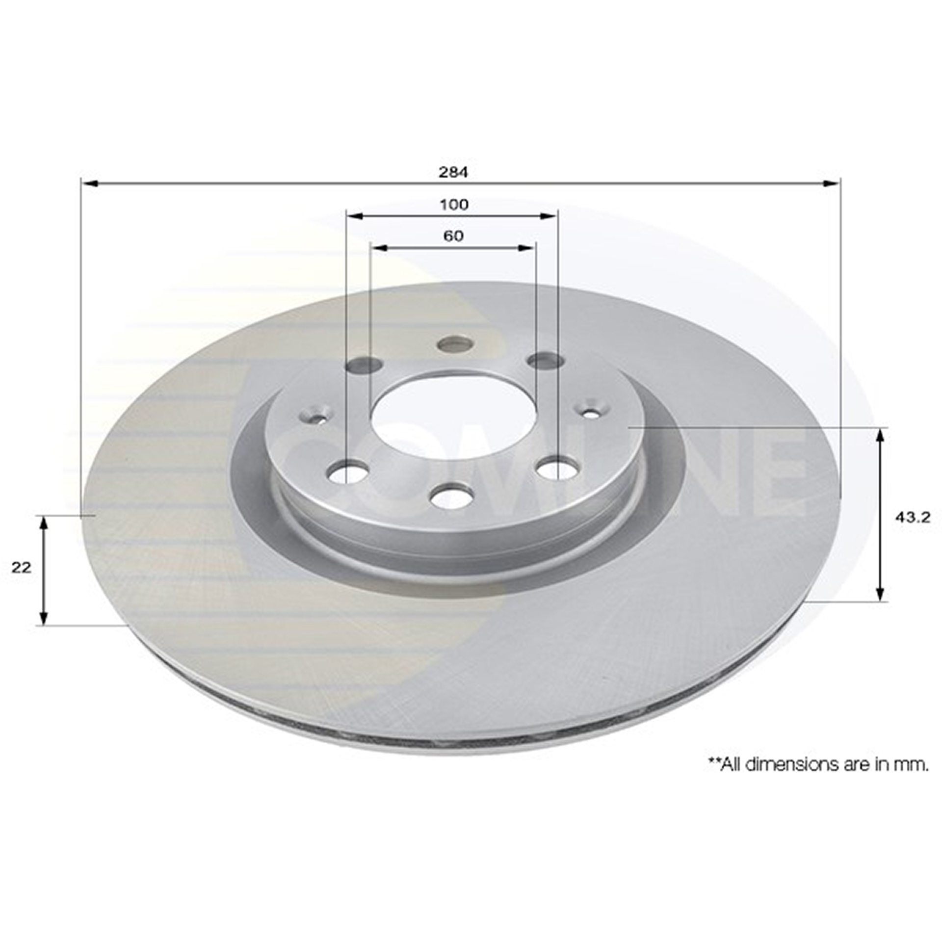 ADC1819V Comline - Диск гальмівний вентильований з покриттям1