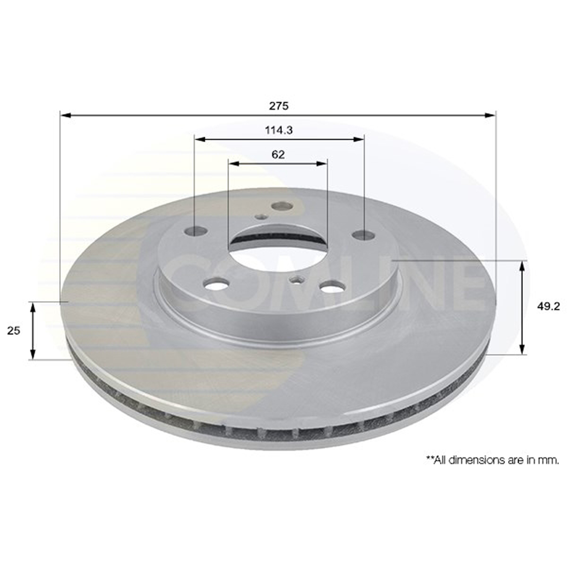 ADC01100V Comline - Диск гальмівний вентильований з покриттям1