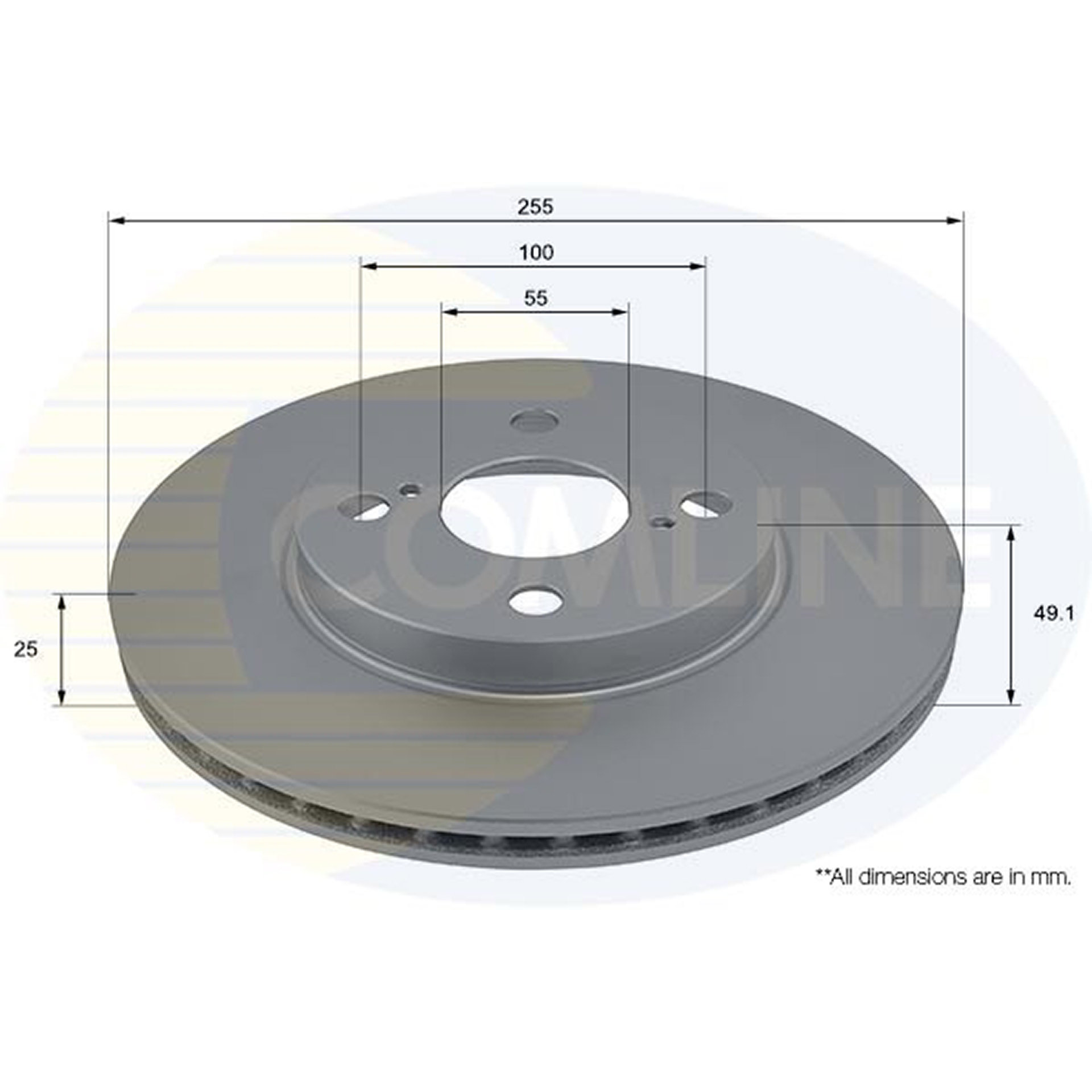 ADC01107V Comline - Диск гальмівний вентильований з покриттям1