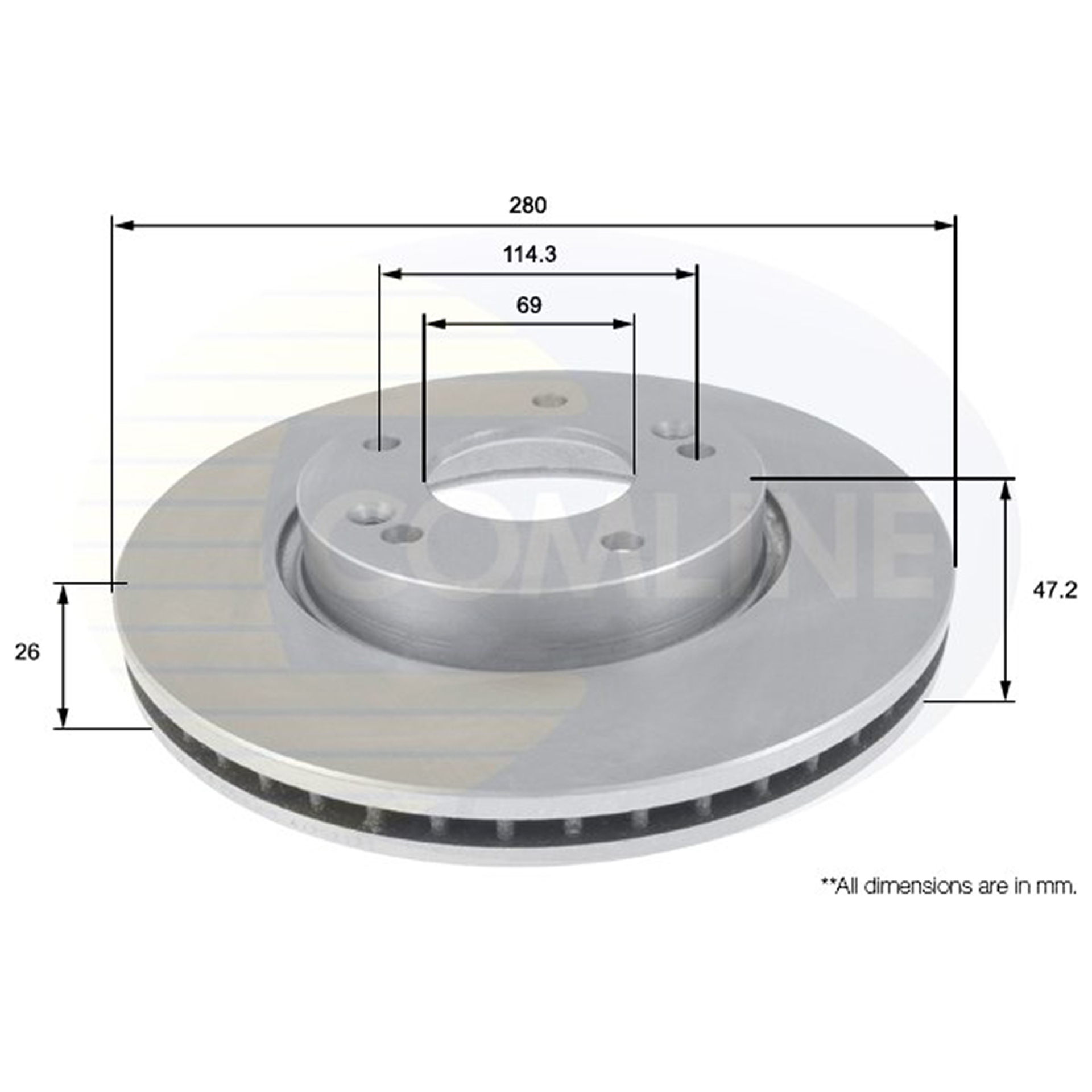 ADC1098V Comline - Диск гальмівний вентильований з покриттям1