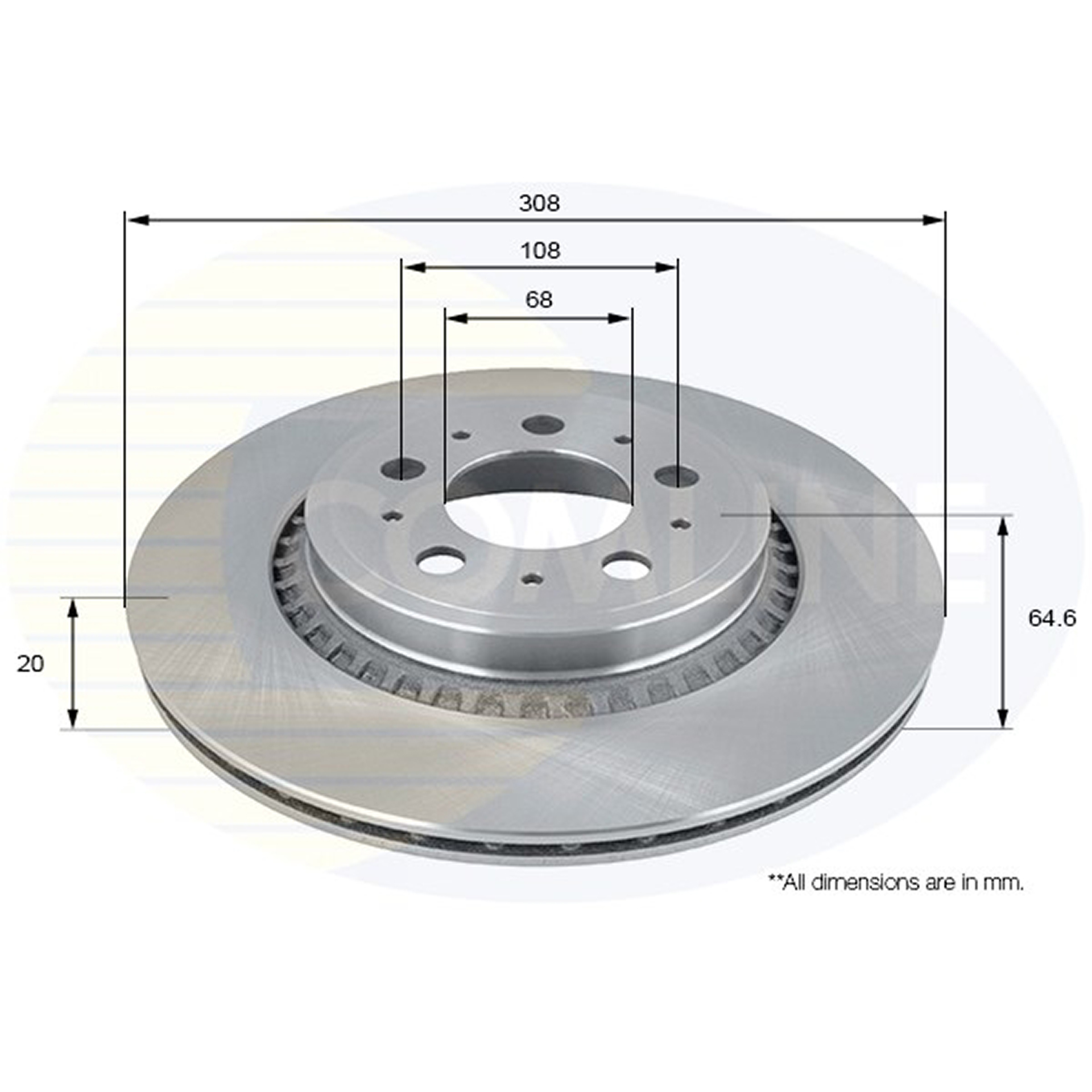 ADC1920V Comline - Диск гальмівний вентильований з покриттям1