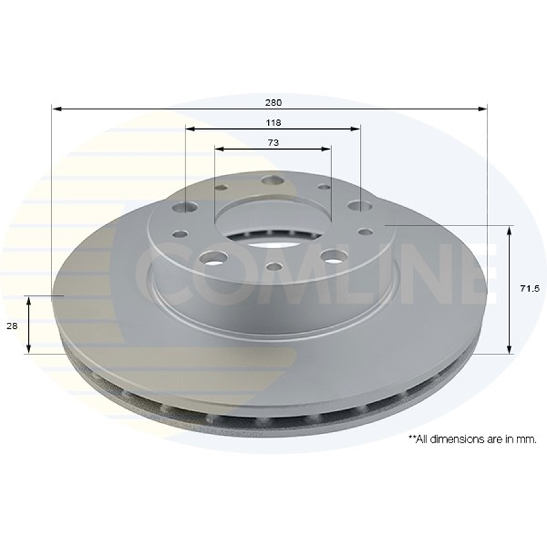 ADC2834V Comline - Диск гальмівний вентильований з покриттям1