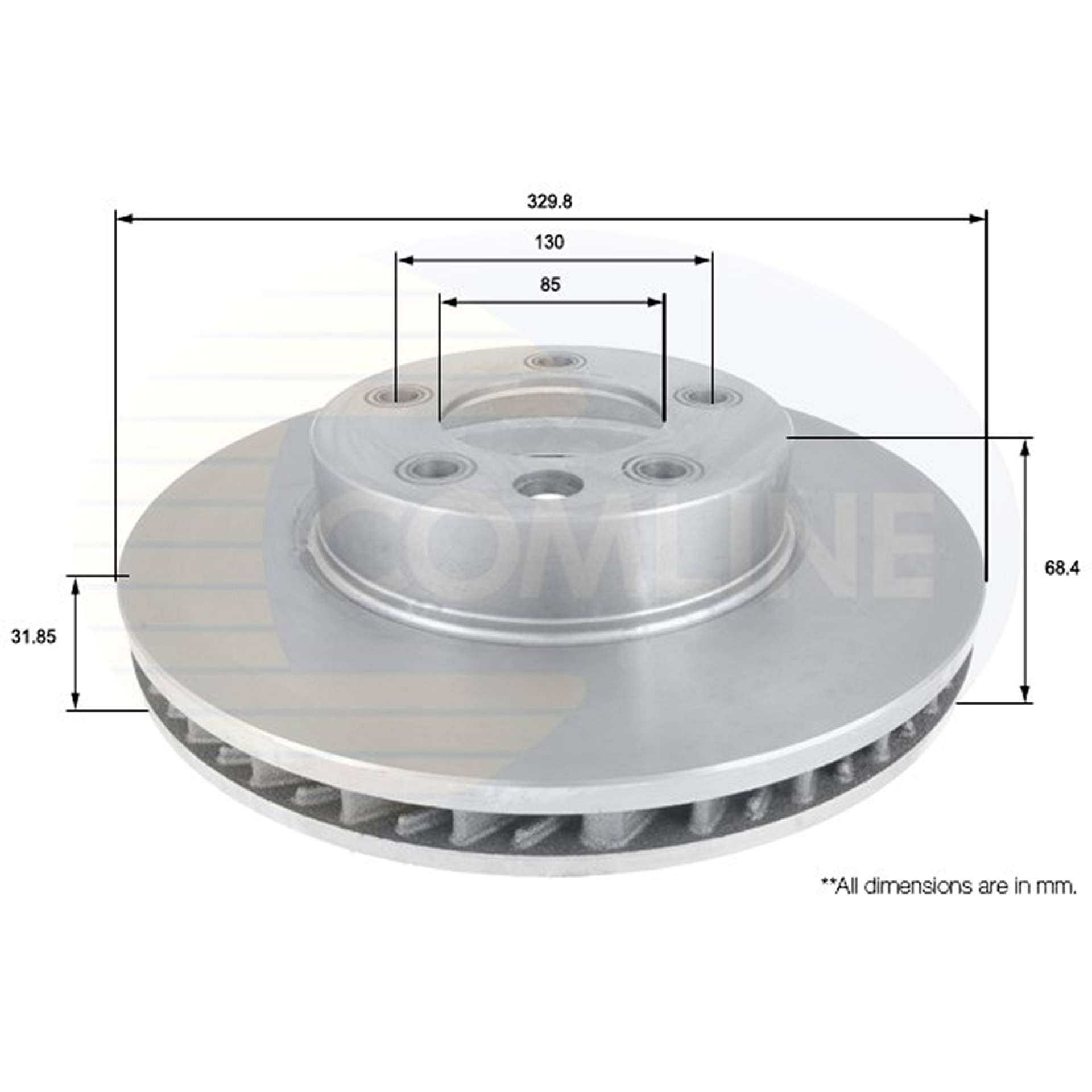 ADC1458V Comline - Диск гальмівний вентильований з покриттям (лівий)1
