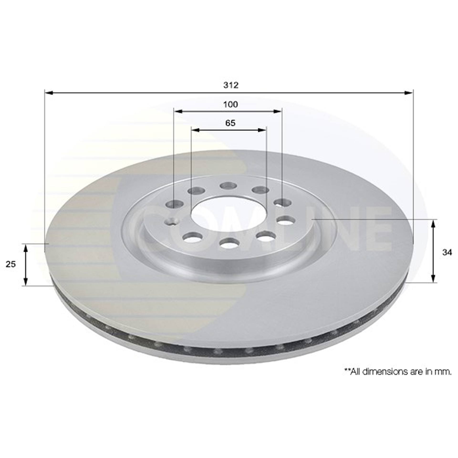 ADC1438V Comline - Диск гальмівний вентильований з покриттям1