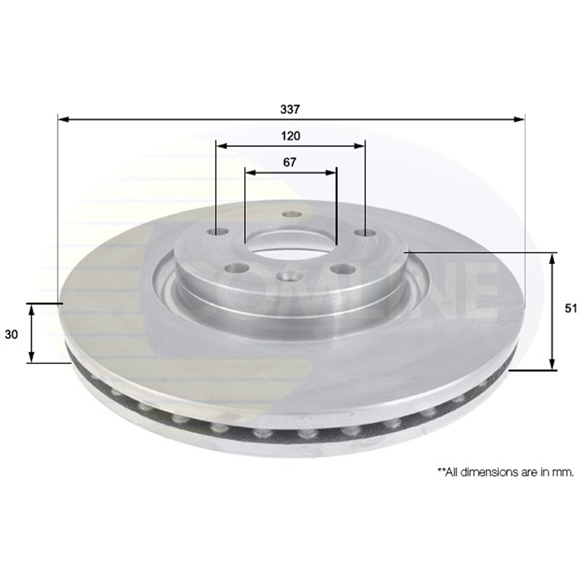 ADC1141V Comline - Диск гальмівний вентильований з покриттям1