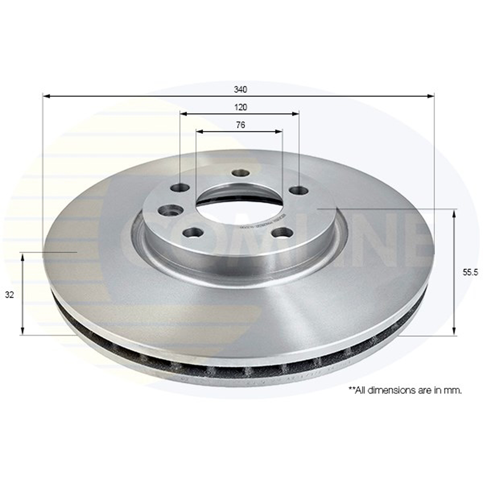 ADC2610V Comline - Диск гальмівний вентильований з покриттям1