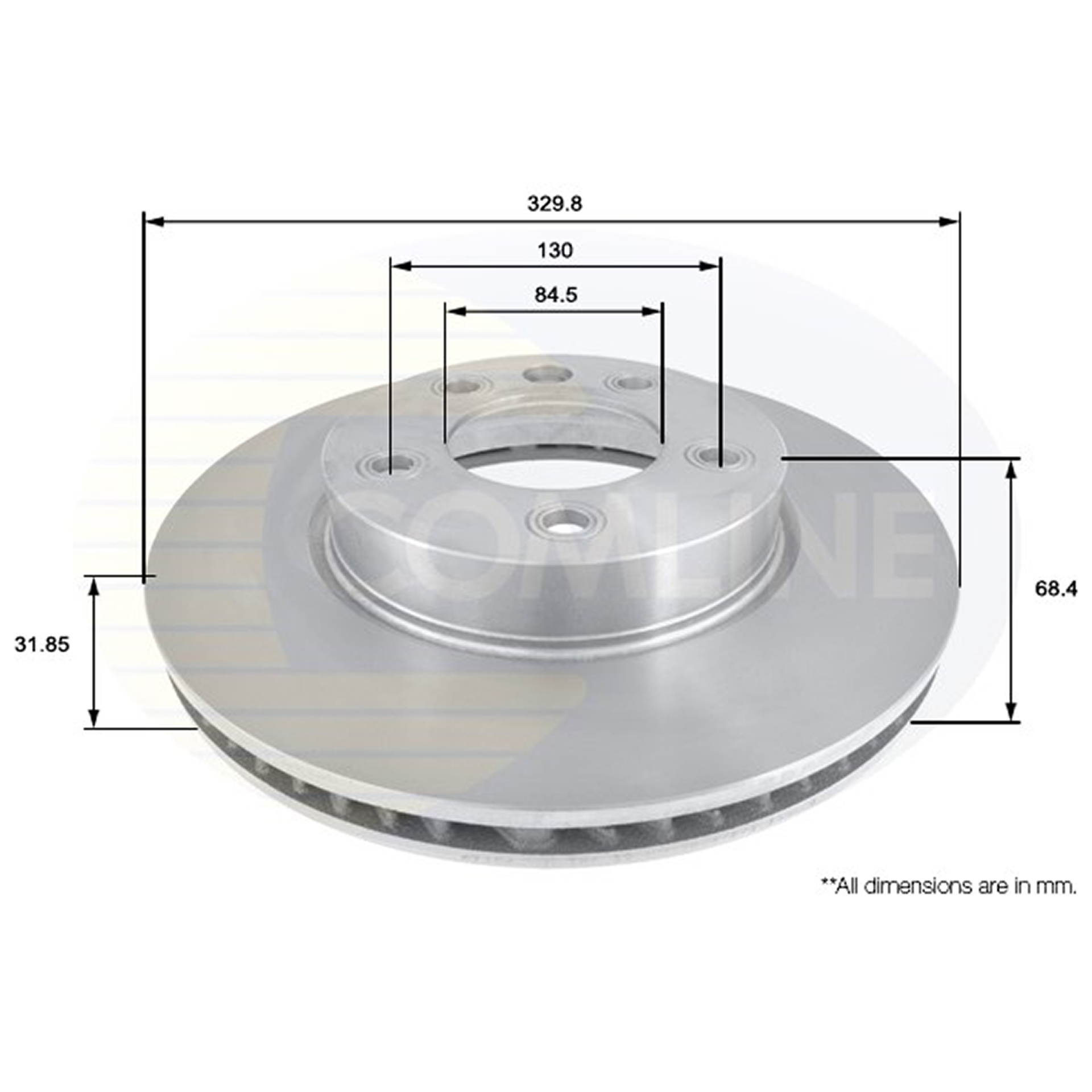 ADC1475V Comline - Диск гальмівний вентильований з покриттям (правий)1