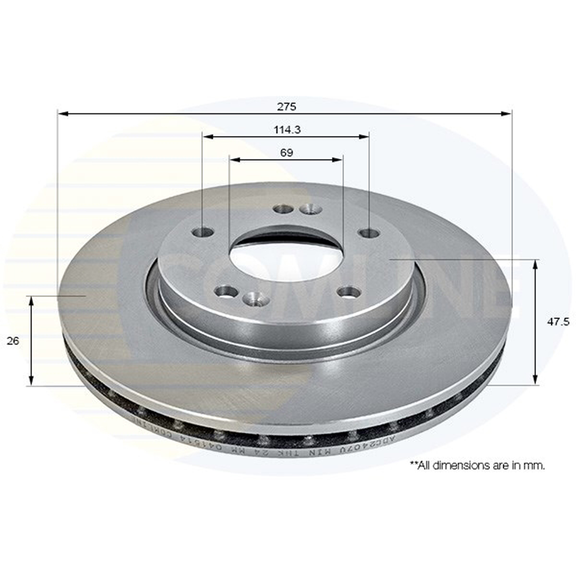 ADC2407V Comline - Диск гальмівний вентильований1