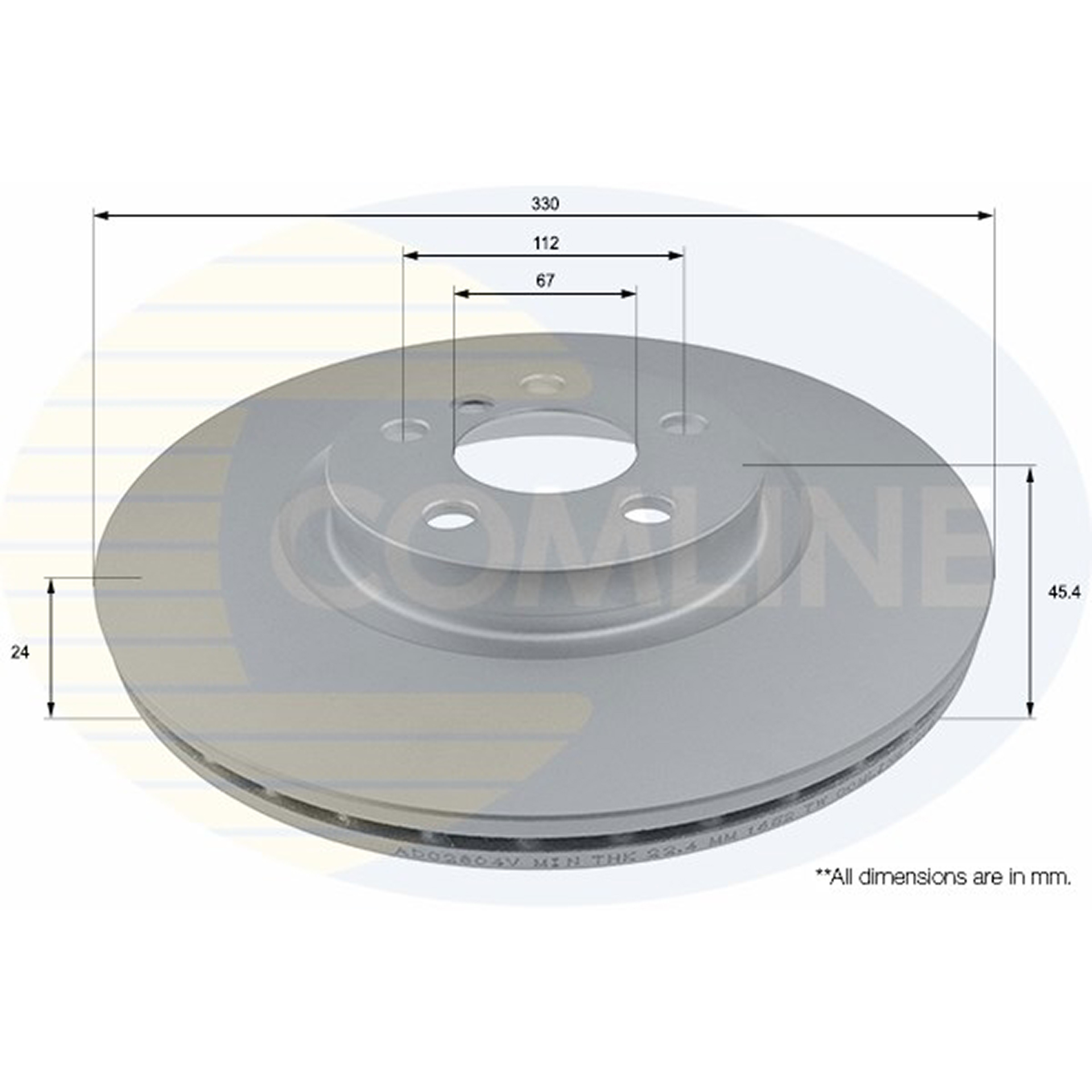 ADC2804V Comline - Диск гальмівний вентильований з покриттям1