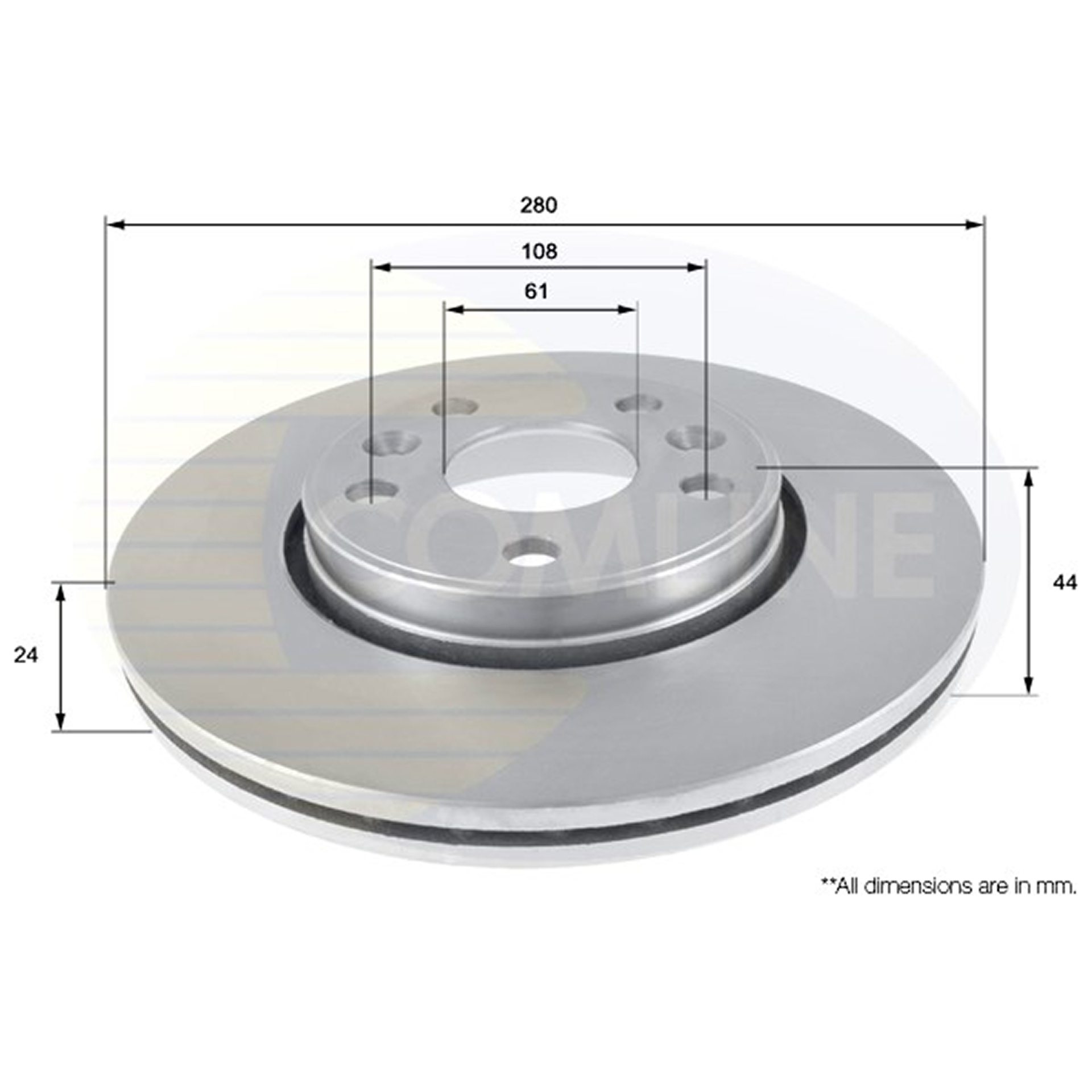 ADC2702V Comline - Диск гальмівний вентильований з покриттям1