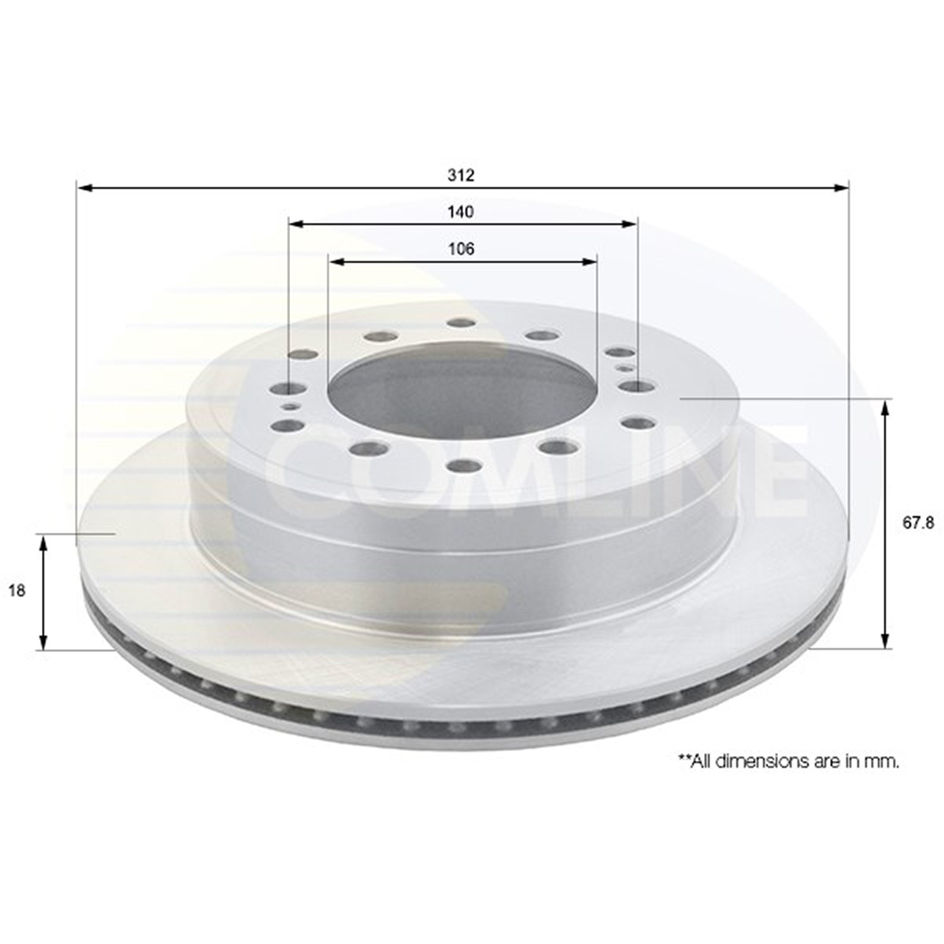 ADC2514V Comline - Диск гальмівний вентильований з покриттям1