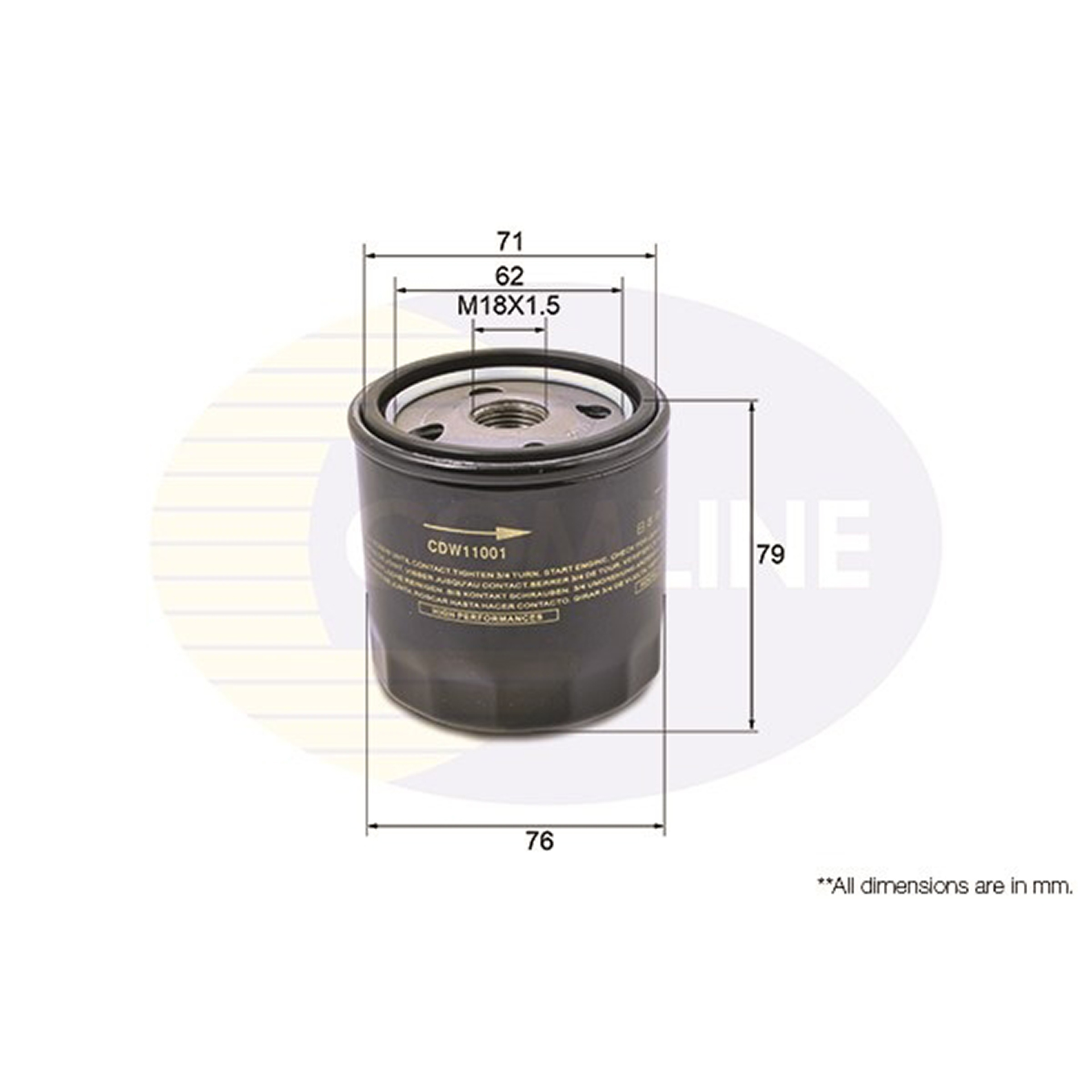 CDW11001 Comline - Фільтр оливи ( аналогWL7129/OC90 )1