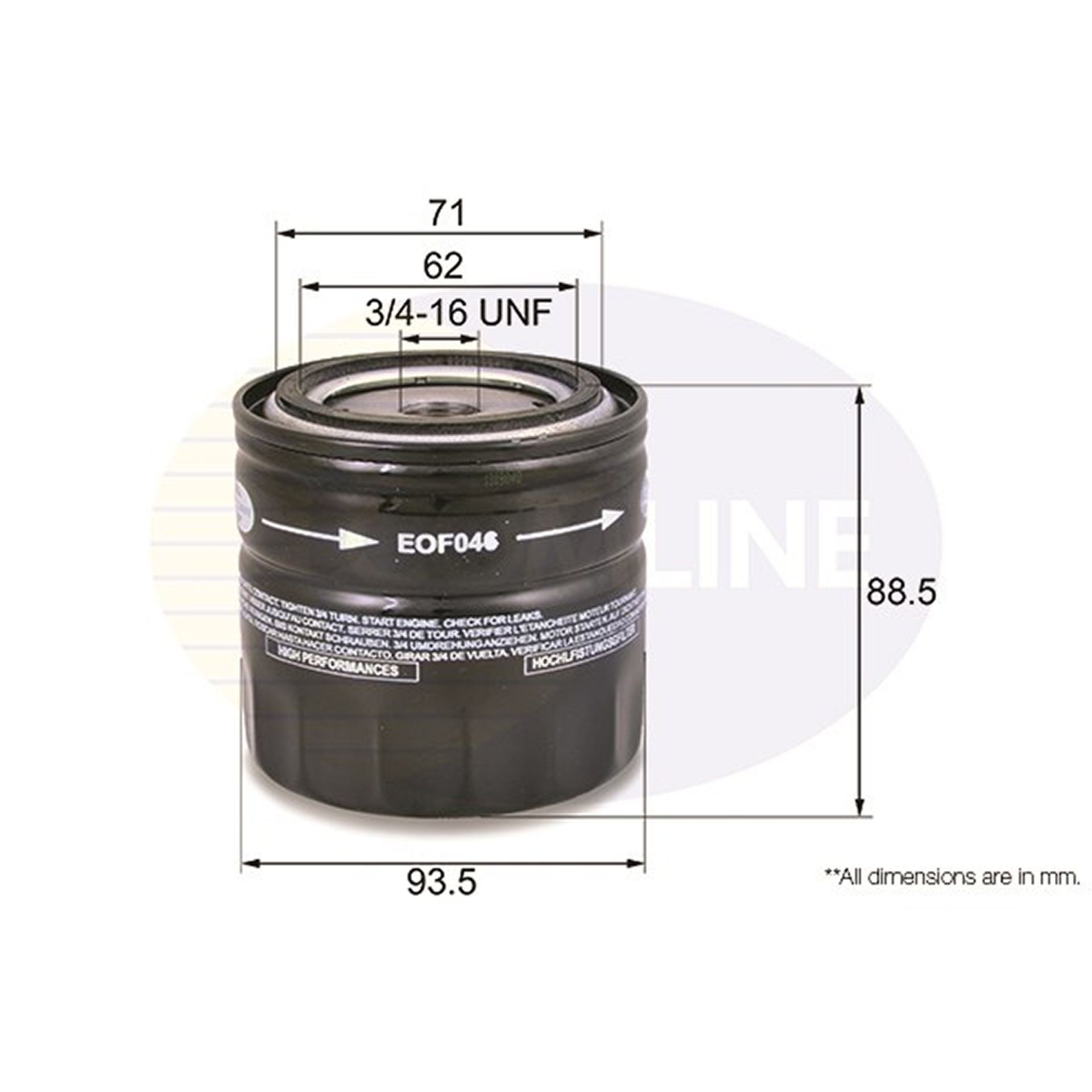 EOF046 Comline - Фільтр оливи ( аналогWL7067/OC383 )1