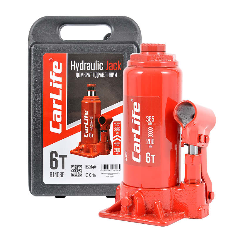 Carlife Домкрат гідравлічний, 6т., висота підйому 200-385мм, пластикова упаковка (5шт)2