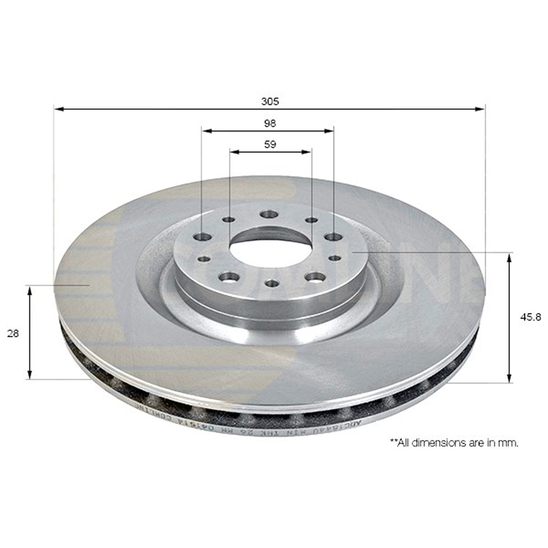 ADC1844V Comline - Диск гальмівний вентильований з покриттям1