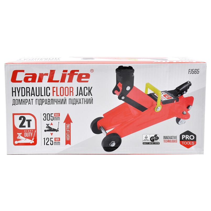 Carlife Домкрат гідравлічний (підкатний),Carlife 2т, 125-305мм,карт.уп2