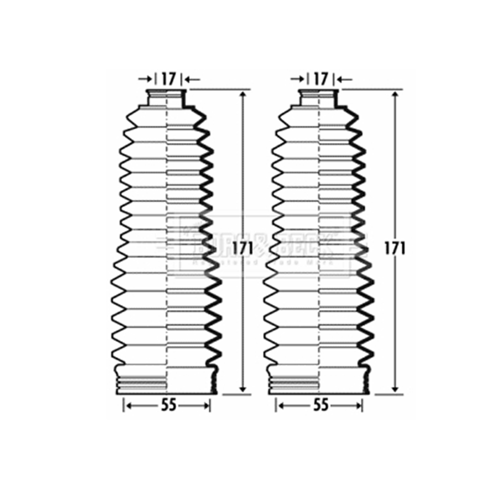 BSG3371 BORG & BECK - Пильовик кермової рейки к-т1