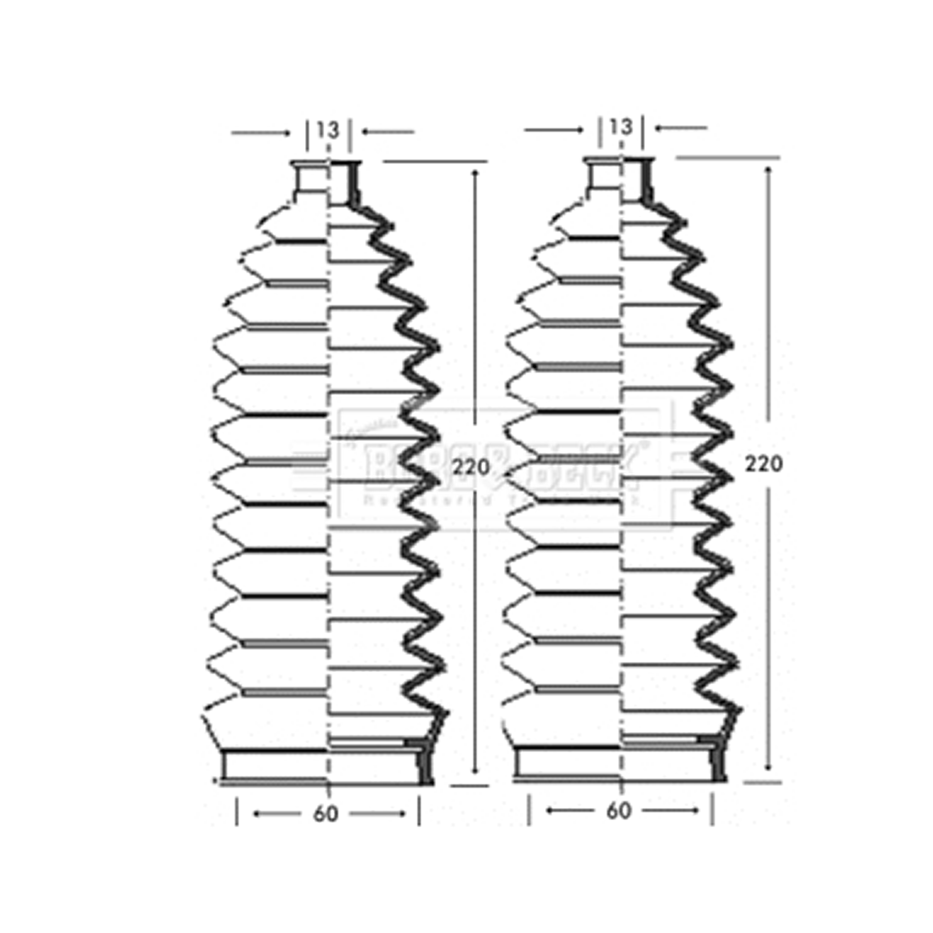 BSG3243 BORG & BECK - Пильовик кермової рейки к-т1