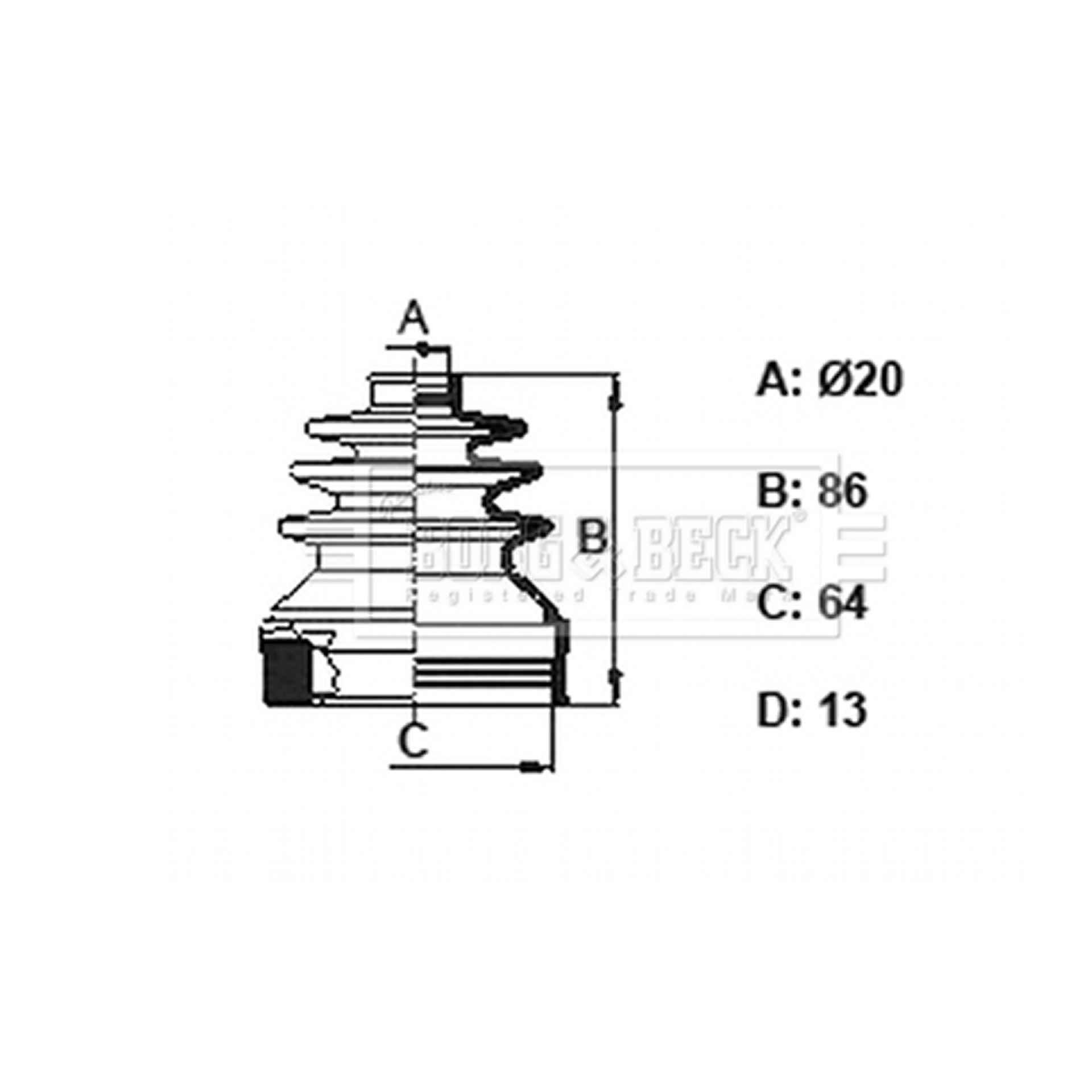 BCB6157 BORG & BECK - Пильовик привідного вала к-т1