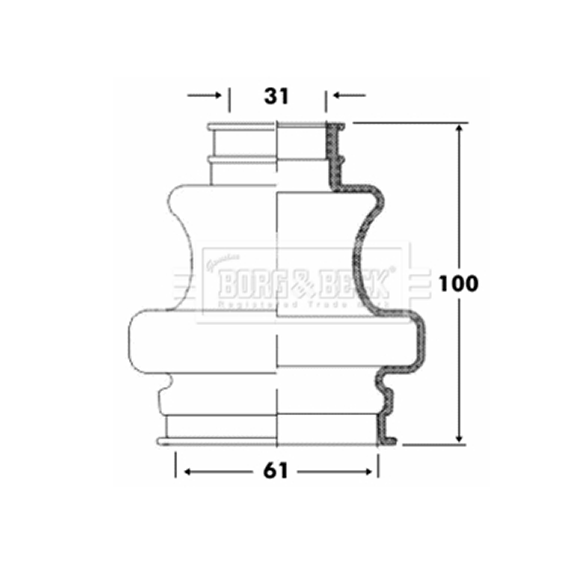 BCB6092 BORG & BECK - Пильовик привідного вала к-т1