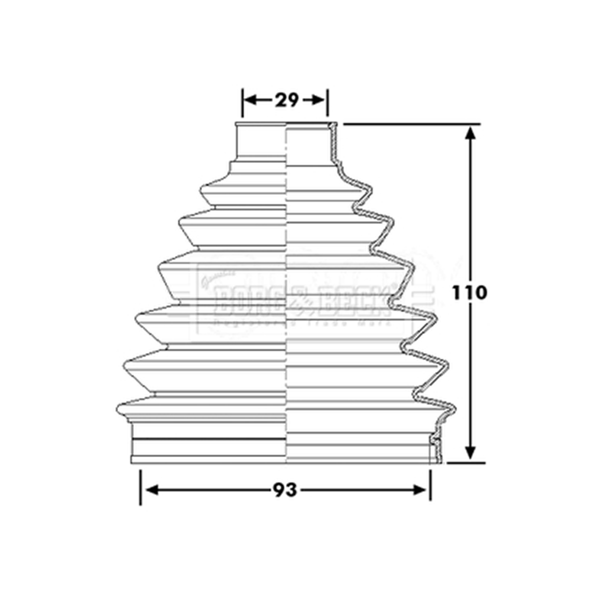 BCB6227 BORG & BECK - Пильовик привідного вала к-т1