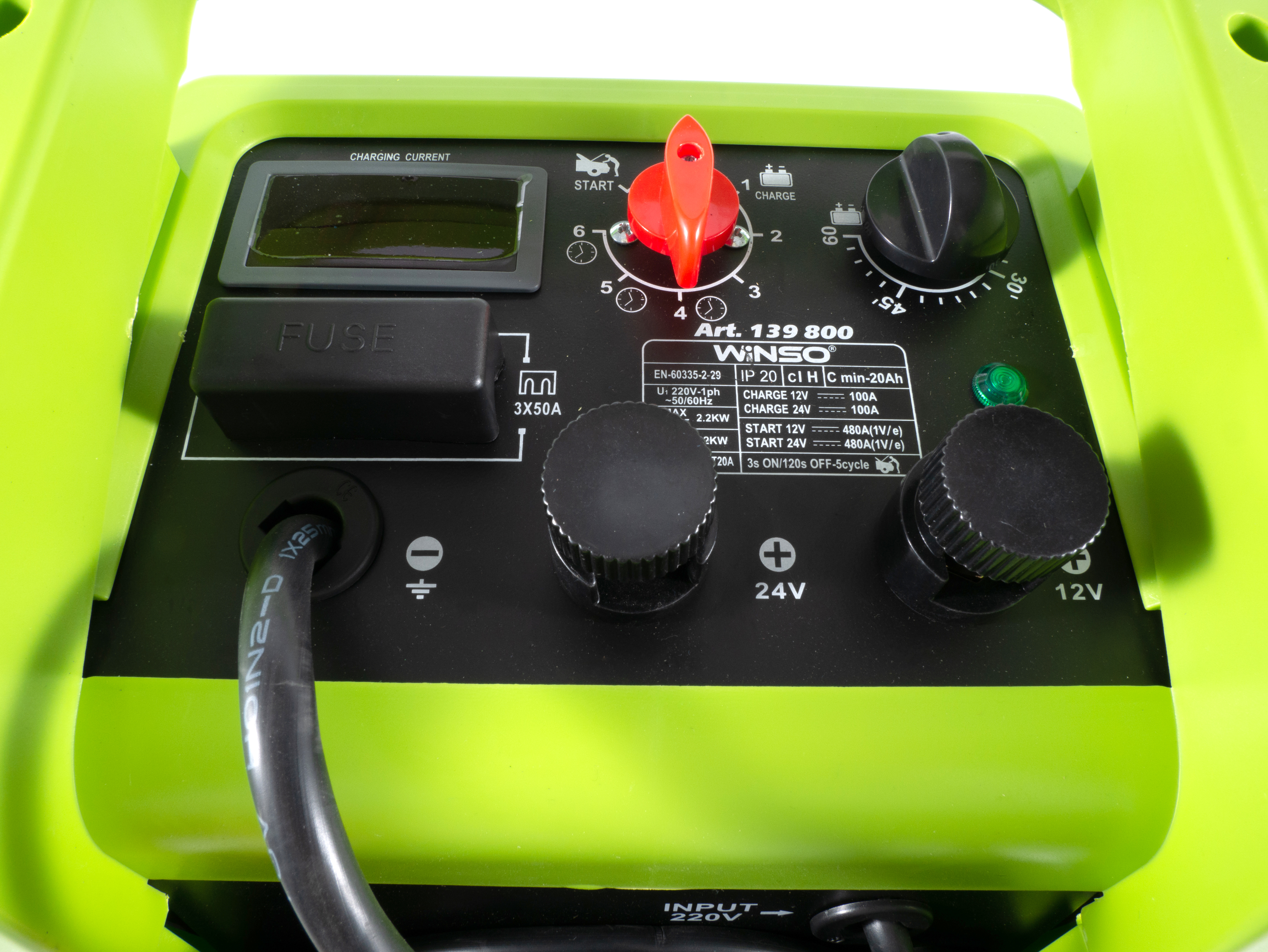 Пуско-зарядний професійний пристрій АКБ 12/24В макс.струм заряду 100А, макс.струм  WINSO1