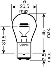7528-UNV OSRAM Лампа P21/5W 12V 21W BAY15d ORIGINAL1