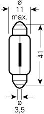 6429-UNV OSRAM Лампа 24V 10W SV8.5-8 ORIGINAL (41 мм)1