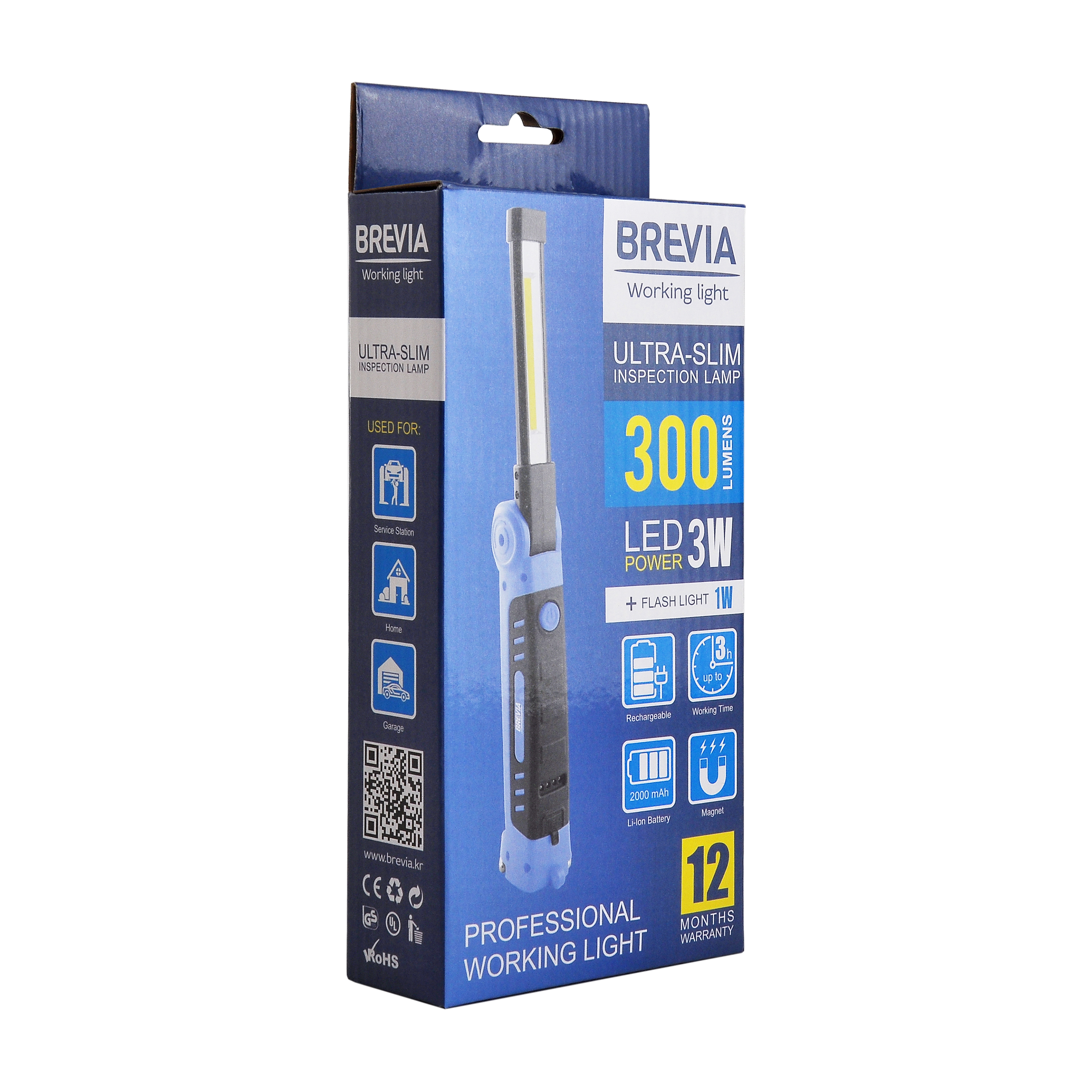 BREVIA  LED Ultra-slim Інспекційна лампа 3W COB+1W LED 300lm, 2000mAh, microUSB1