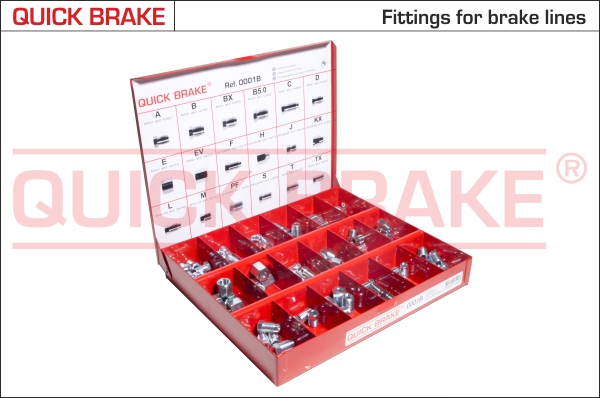 0001B QUICK BRAKE Комплект фитингов и cоединителей трубок тормозных d5.0-6.5 (К-кт 91 шт.)1