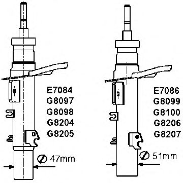 G8098 Monroe Амортизатор GAS передній лівийPEUGEOT 207 (WA_, WC_) 02.2006 - 12.2015;PEUGEOT 207 CC (1