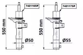 742116SP Monroe Амортизатор GAS передній лівий/правийAUDI A3 (8V1, 8VK) 04.2012 -;AUDI A3 Convertibl3
