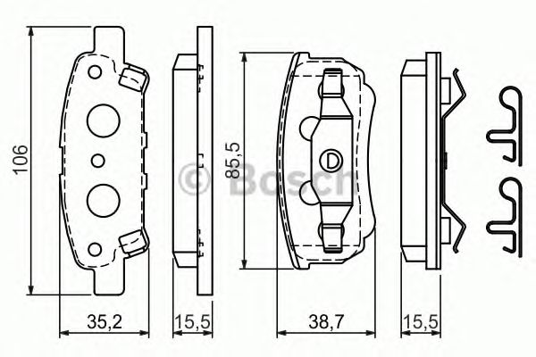 0986424814 BOSCH Гальмівні колодки до дисків BP9521