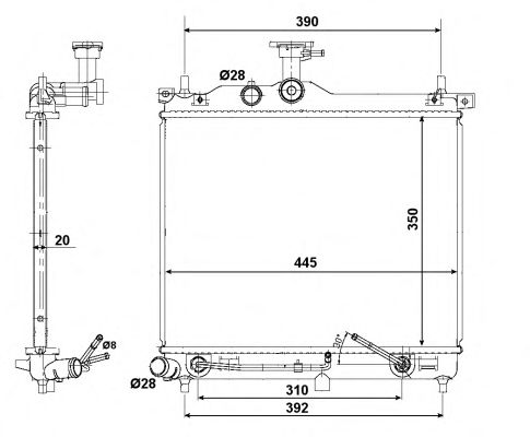58425 NRF Радіатор охолдження двигуна (AT) HYUNDAI i10 08-2