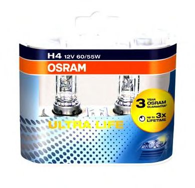 64193ULT-HCB-DUO OSRAM Лампа H4 12V 60/55W P43T ULTRA LIFE1