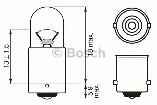1987302508 BOSCH Лампа T2W 24V 2W BA9S Trucklight (10 шт.)1