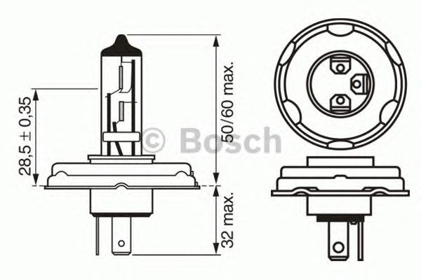 1987302021 BOSCH Лампа R2 12V 45/40W P45T PURE LIGHT1