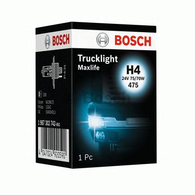 1987302742 BOSCH Лампа H4 24V 75/70W P43T Trucklight Maxlife1
