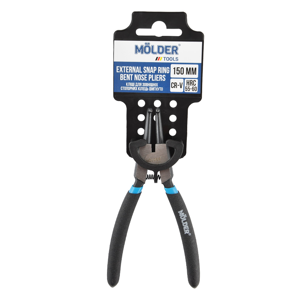 MOLDER Кліщі для зовнішніх стопорних кілець, вигнуті MOLDER 150мм, Cr-V, HRC 55-60, поліровані1